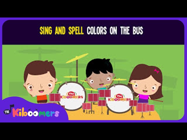 Sing and Spell Colors on the Bus Song Lyric Video - The Kiboomers Preschool Songs & Nursery Rhymes