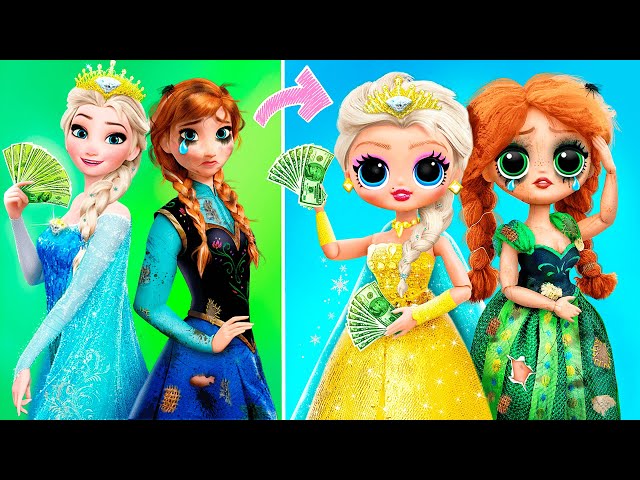 Rich Elsa and Broke Anna / 31 Frozen DIYs for LOL OMG