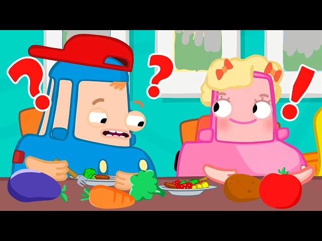 The Wheelzy Family cartoons | Food stories for kids & food challenges with trucks for kids