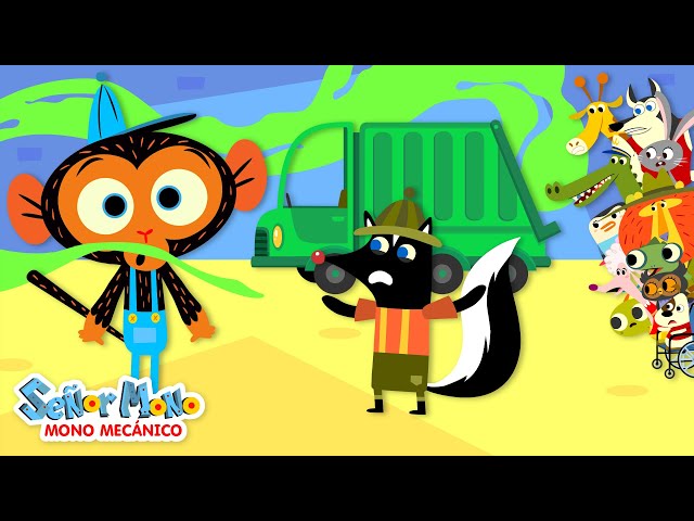 El Apestoso Camión De Basura Del Señor Zorrillo | Señor Mono, Mono Mecánico | Caricatura para Niños