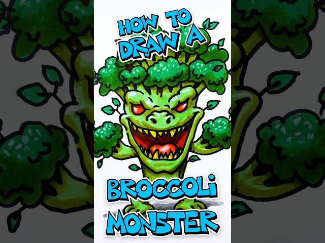 How to draw a broccoli monster 🥦 #artforkidshub #howtodraw