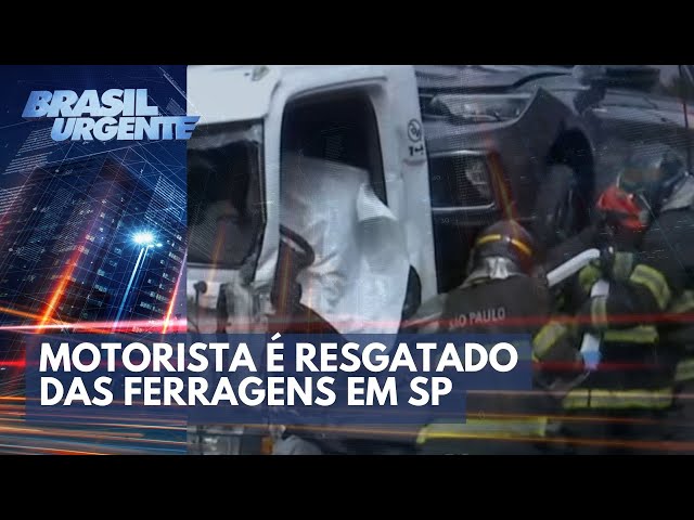 Motorista é resgatado das ferragens em SP | Brasil Urgente