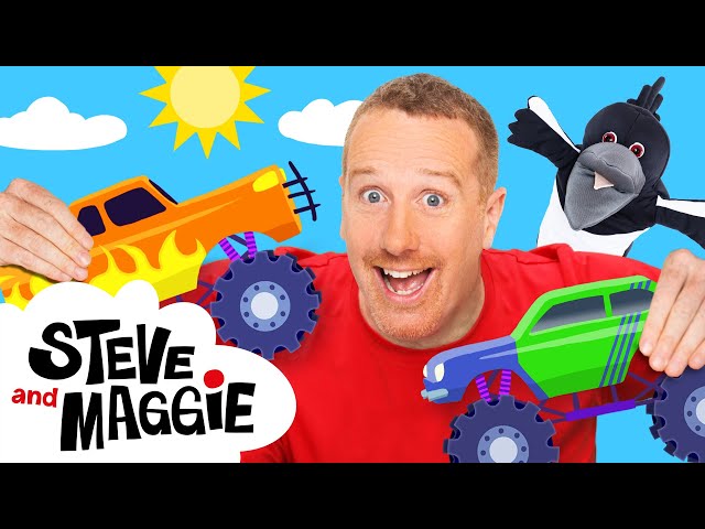 Steve and Maggie Monster Truck Troubles for Kids | Healthy Food Picnic for Steve | Wow English TV