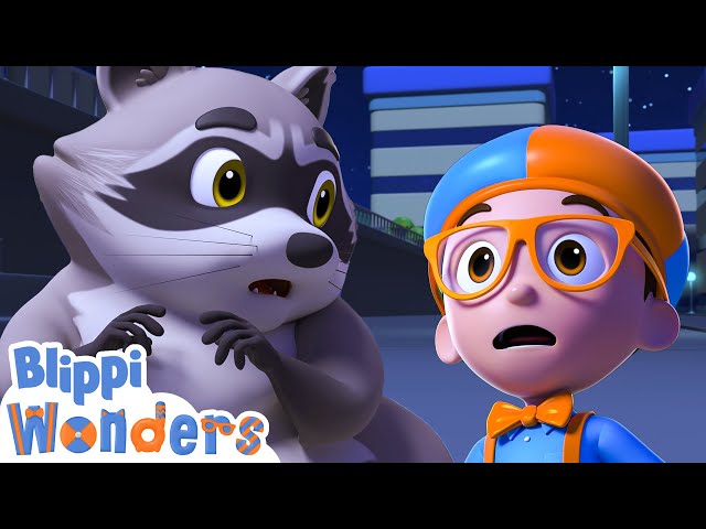 Blippi Wonders - Blippi Meets A Scary Raccoon! | Blippi Animated Series | Blippi Toys