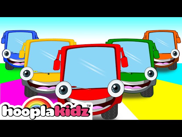 Five Little Buses Jumping On The Road | HooplaKidz Best Kids Songs