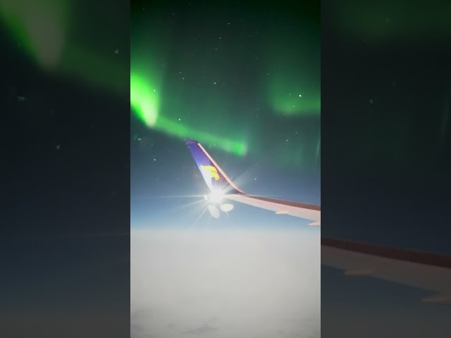 Plane Passenger Films Bright Green Aurora