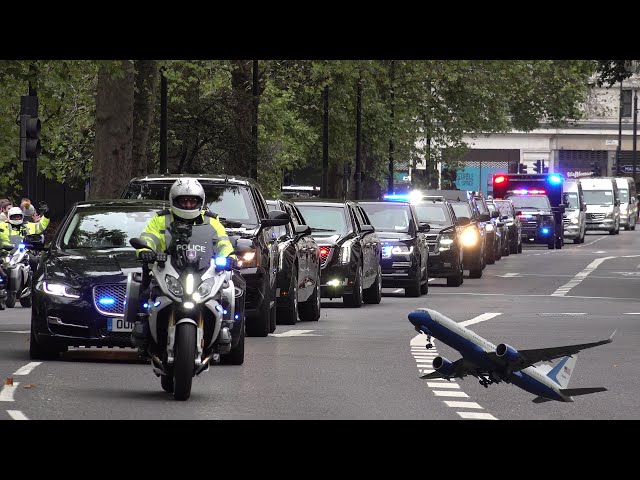 President Biden's motorcade and Air Force One in London 🇺🇸 🇬🇧