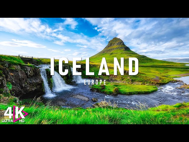 FLYING OVER ICELAND - Amazing Beautiful Nature Scenery & Relaxing Music | 4K Video Ultra HD