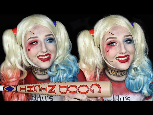 Harley Quinn Halloween Makeup Tutorial | Clothes ALSO Painted On!