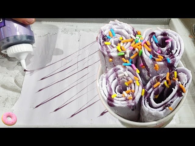 Sweet Khan's Blueberry Ice cream rolls - Korean street food