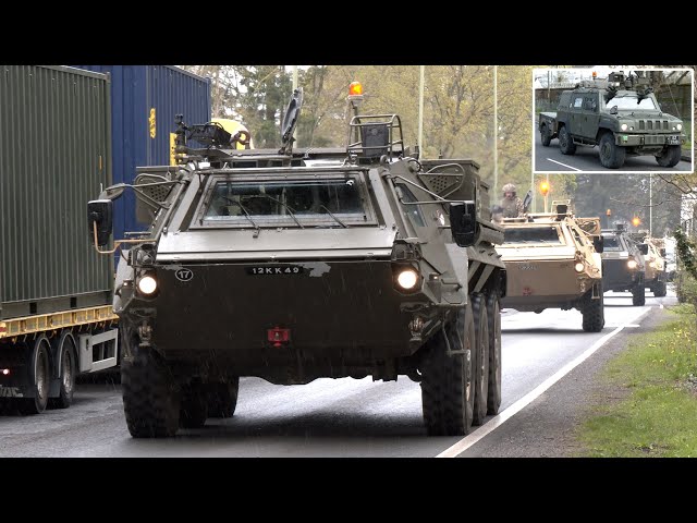 Nuclear recon vehicles, military police and other army trucks en route to Europe 🪖