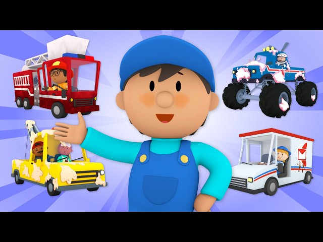 Dirty Big Trucks Drive to the Car Wash! | Carl's Car Wash | Cartoons for Kids