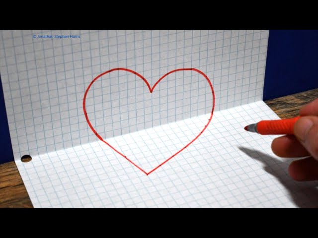 How to Draw a Heart 3D Trick Art on Graph Paper