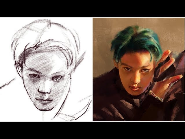 Charismatic eyes drawn with EXO Kai fan art paintings