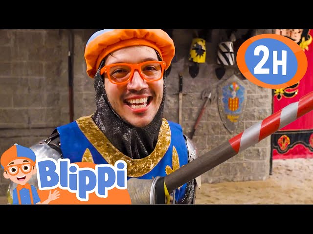 Blippi Explores a Castle! | 2 HOURS OF BLIPPI TOYS! | Educational Videos for Kids