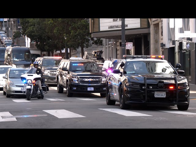 Hundreds of police motorcycles, cars, and motorcades of world leaders in San Francisco 🚔 🌎