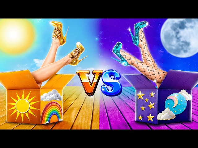 Day Girl vs Night Girl! One Color Challenge! How to Become a Mermaid!