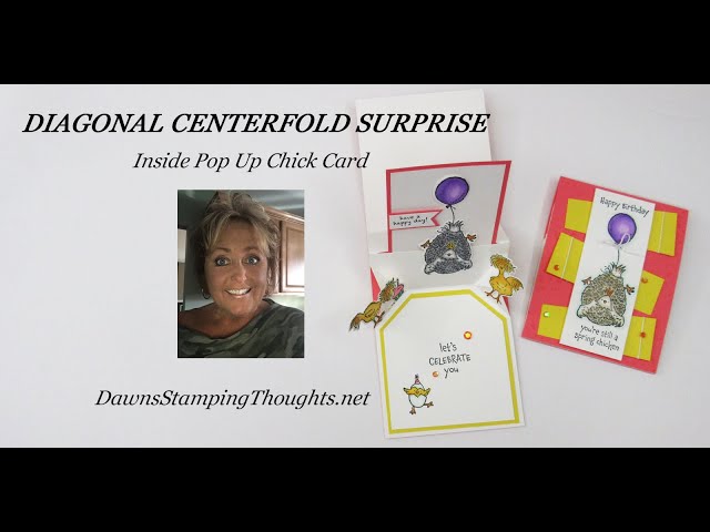DIAGONAL CENTERFOLD SURPRISE  Inside Pop Up Chick Card