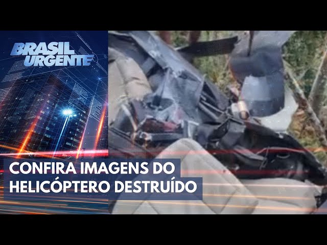 Confira imagens do helicóptero que caiu em área de mata em SP | Brasil Urgente