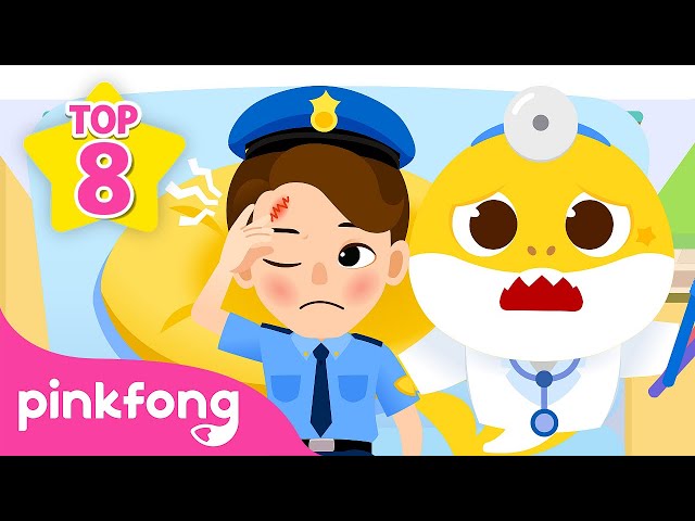 [TOP 8] OUCH! 🩹 The Police Officer 👮🏼‍♀️  is hurt + More | Baby Shark's Hospital Play  | Pinkfong