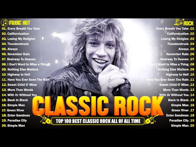 Bon Jovi, Metallica, Queen, ACDC, U2, Aerosmith, Guns N'Roses 🔥 Power Ballads | Classic Rock Songs